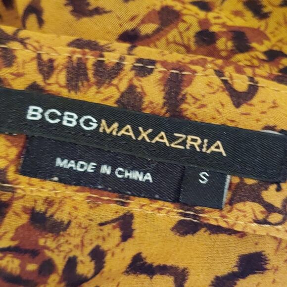 BCBG MaxAzria Blouse Small Sheer Lace Up Animal Print - Picture 7 of 10